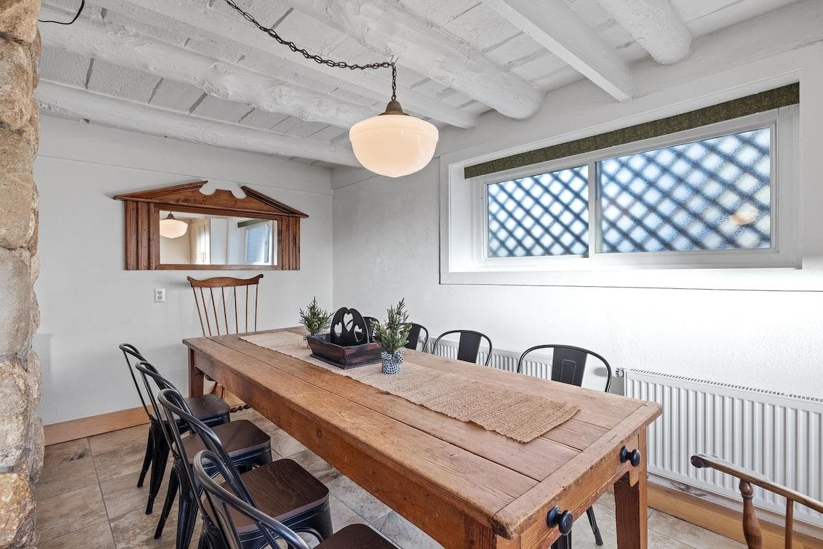 Antique farm table with seating for the whole family!